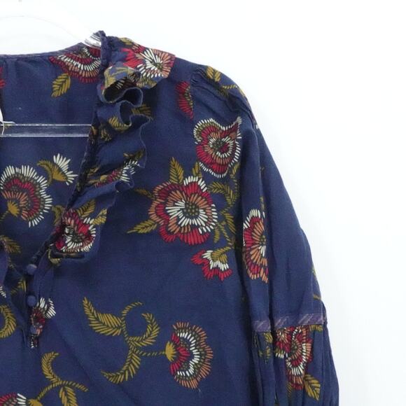 Madewell x Warm Shirt Womens Medium Floral Ruffle Long Sleeve Boho Fall Flowy - Picture 5 of 16